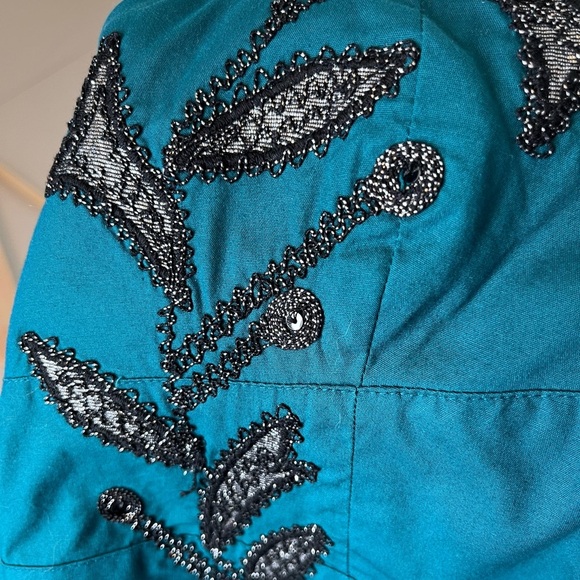 Free People Y2K Boho Sz 00 Leaf Motif Ocean Embriodered Boho Mini Dress - Picture 7 of 12